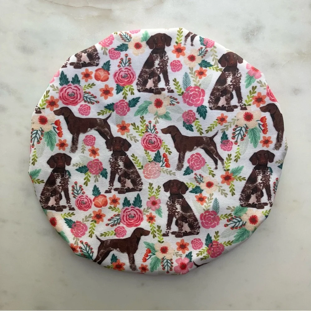 German Shorthaired Pointer Dog Floral Fabric Stand Mixer Mixing Bowl Cover 8-10”